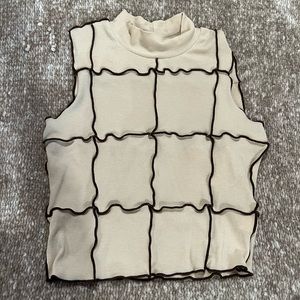 Pretty Garbage top. Beige & brown. Size Small